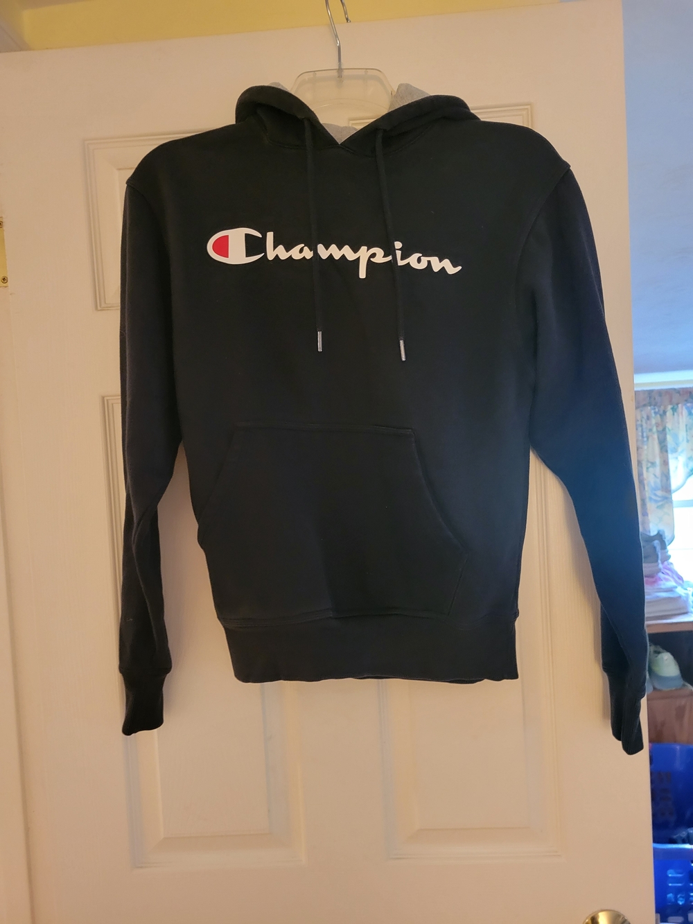 Champion Black Logo Hoodie - Men's Pullover Sweatshirt